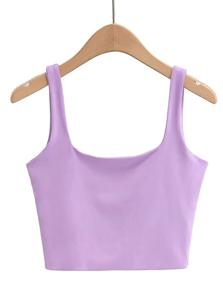 Women  Sleeveless Tops Fashion Short Square Collar Tank Tops asu