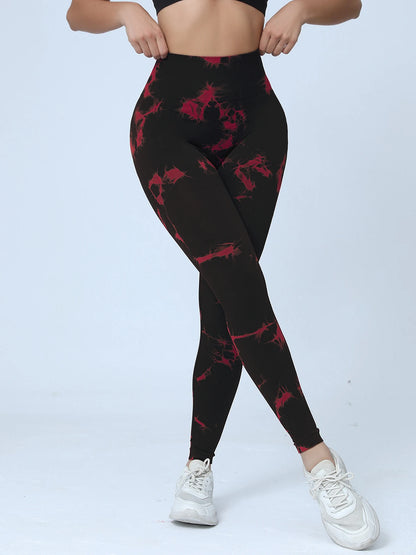 3 Piece Yoga Basics Tie-Dye Wide Belt Athletic Leggings jari