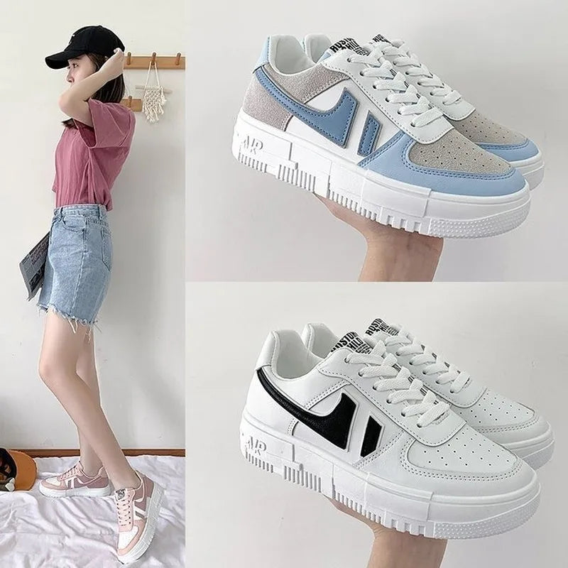 2022 Flats Woman Casual Breathable Female Vulcanized Sports Shoes on Platform Lace Up Woman Comfort Fashion Sneakersy Footwear fem