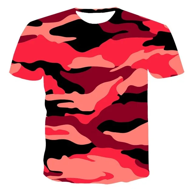 New Camouflage Clothes Leisure Men's and Women's T-Shirts Casual 3D Print Hip Hop Harajuku Personality Round Neck Short Sleeve mmm