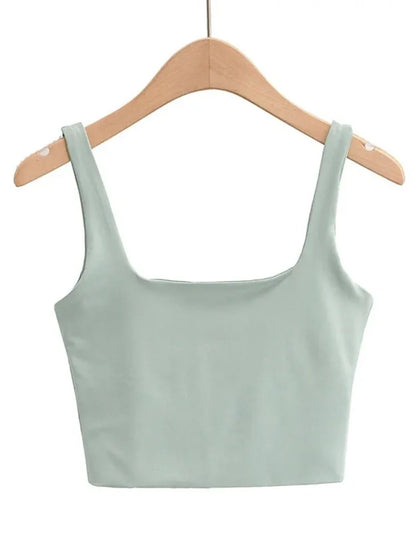 Women  Sleeveless Tops Fashion Short Square Collar Tank Tops asu