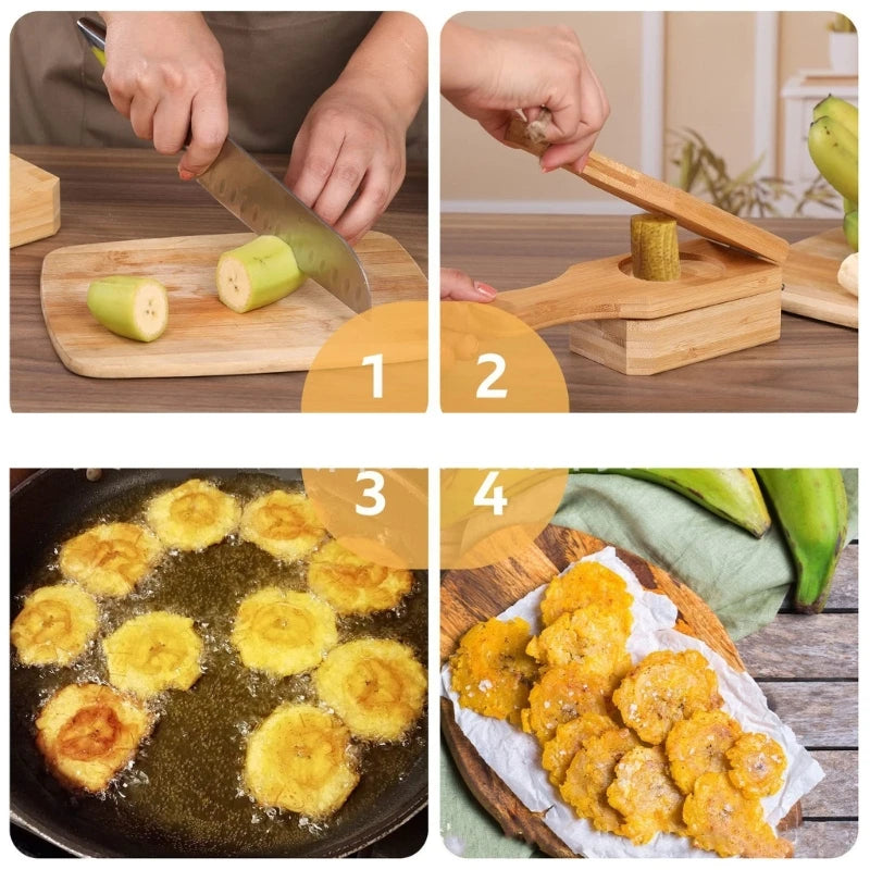 Plantain Delight Wood Tostonera for Crispys Tostones for Fried Chip and Cups Wood Tostonera Banana Cake Crusher