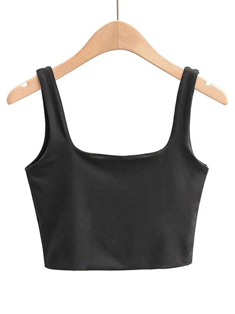 Women  Sleeveless Tops Fashion Short Square Collar Tank Tops asu