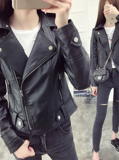 Leather Jacket Casual Wild Coat Goth Winter Coats  women's jacket cho