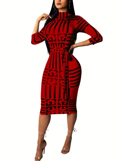 Fashion Women Spring Fall Elegant Dress Long Sleeve Sexy Mini Bandage Dresses Letter Print Midi Dress J17