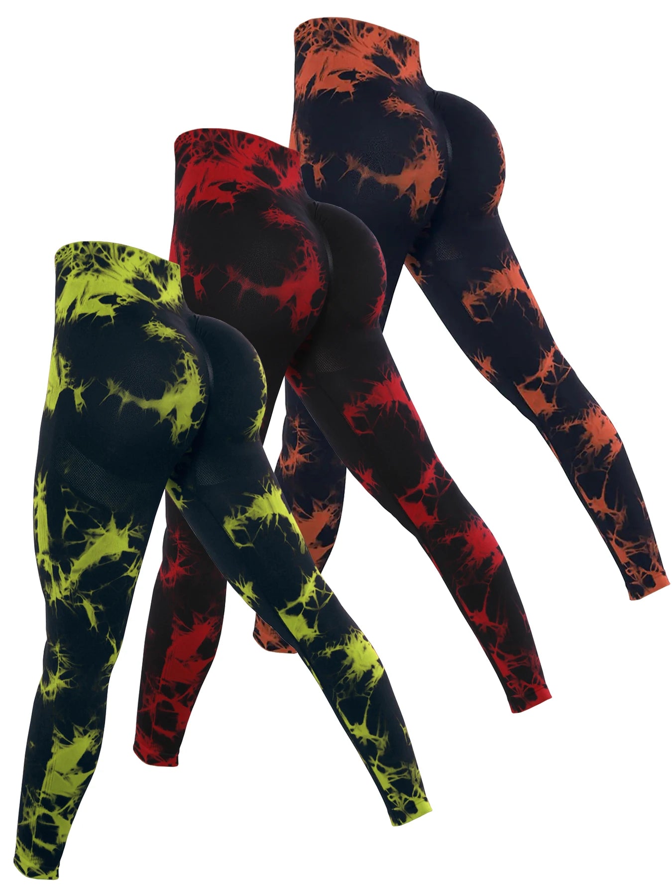 3 Piece Yoga Basics Tie-Dye Wide Belt Athletic Leggings jari