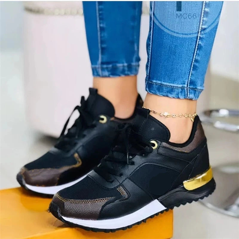 Autumn Winter Women Sneakers Mesh Lace Up Casual Vulcanize Shoes Ladies Flats Outdoor Sports Running Shoes Platform Shoes djam