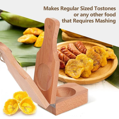 Plantain Delight Wood Tostonera for Crispys Tostones for Fried Chip and Cups Wood Tostonera Banana Cake Crusher