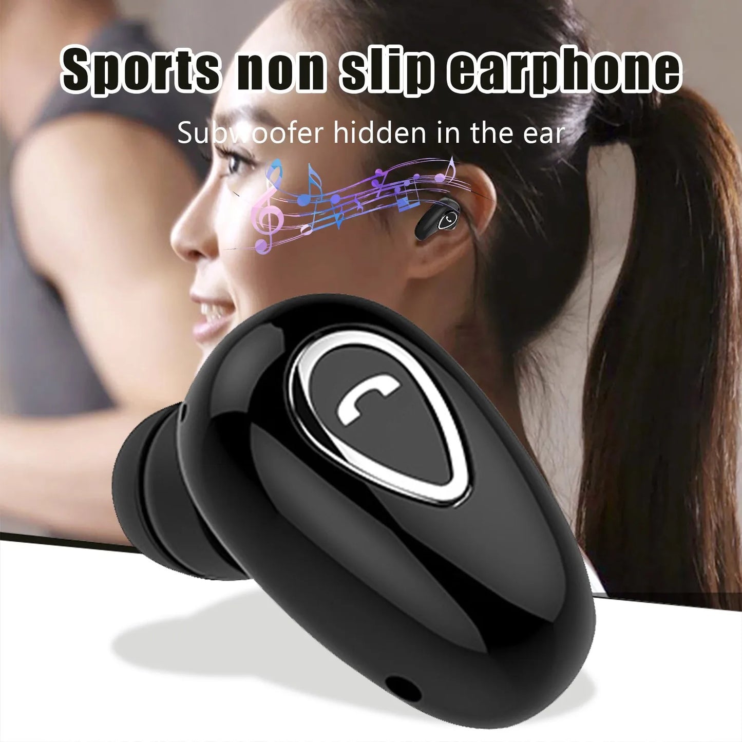 Wireless Bluetooth Single Ear Headset In-Ear Mini Invisible Business Headphone Stereo Deep Bass Sports Hands-free Earphones