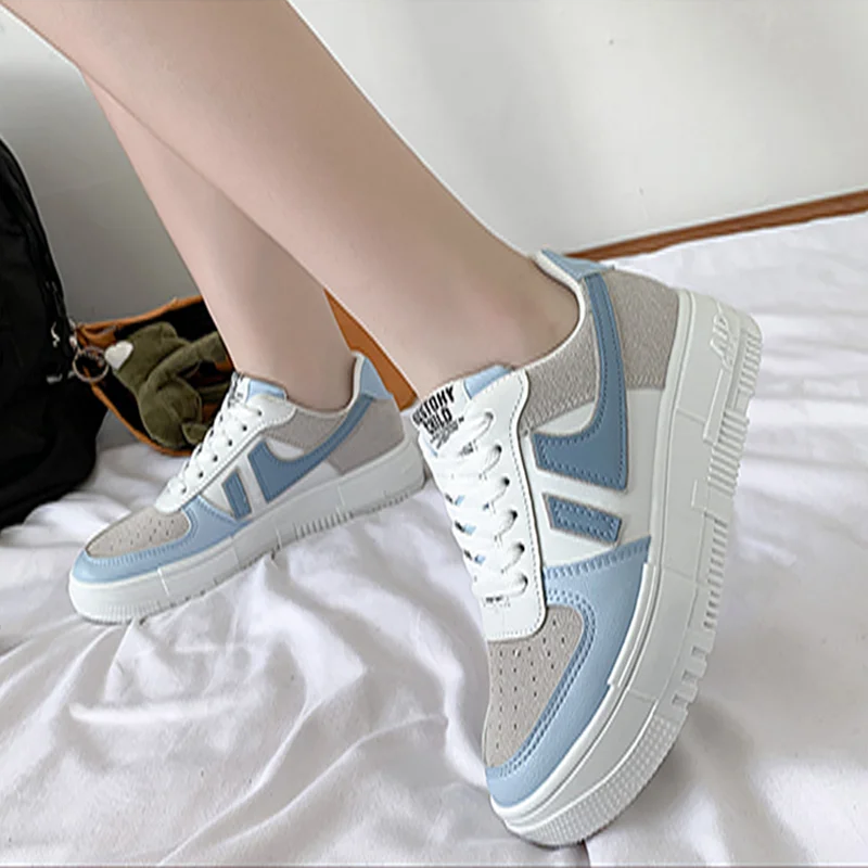 2022 Flats Woman Casual Breathable Female Vulcanized Sports Shoes on Platform Lace Up Woman Comfort Fashion Sneakersy Footwear fem