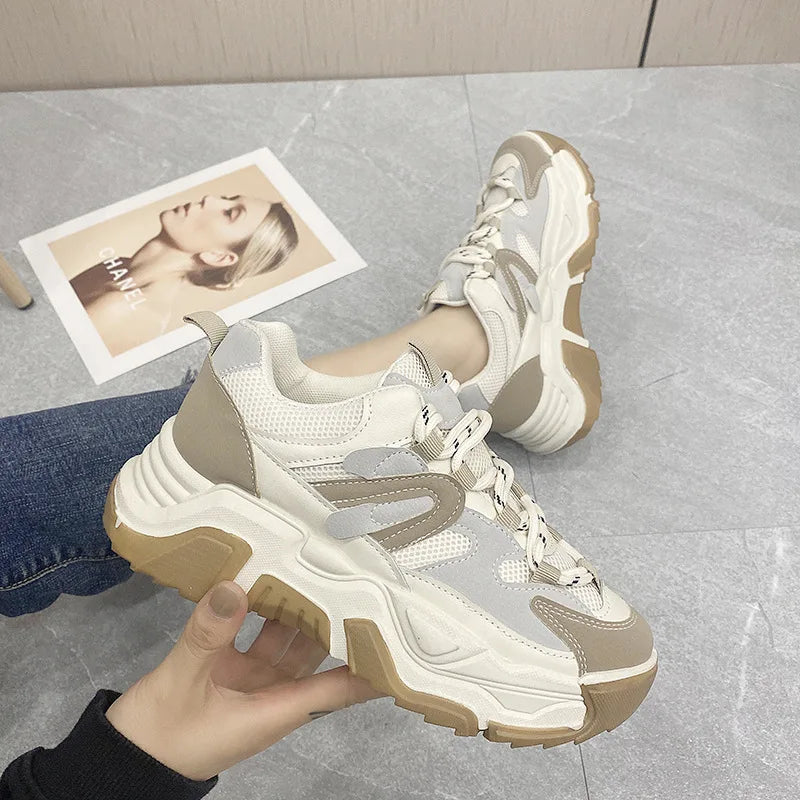 New Platform Fashion Casual Chunky Sneakers Women Autumn Sneakers  Women Thick-Soled Thick Bottom Asual Shoes fem