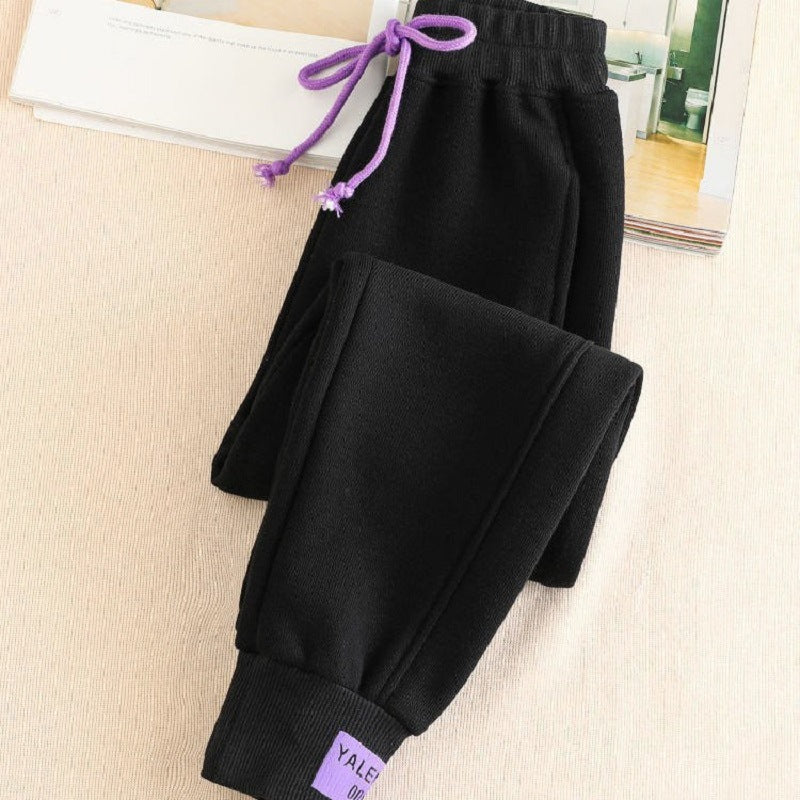 Fleece Lined For Women Loose-fit Tappered Trousers