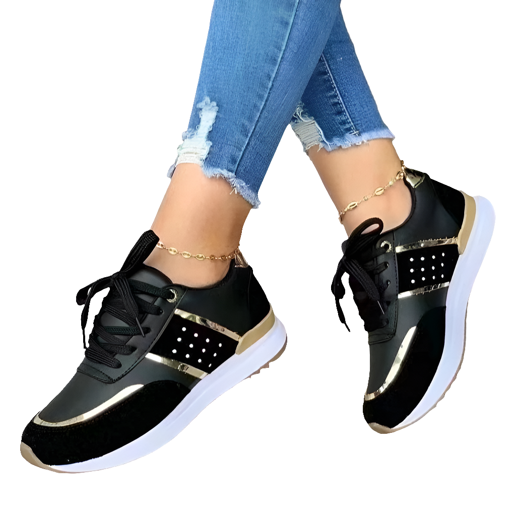 Sneakers Women Lace-Up Running Shoes Autumn Spring Leather Patchwork Female Casual Shoes Woman Vulcanized Shoes  djam