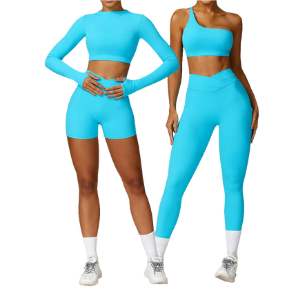 New Naked Feel Yoga Set Women Sportswear Long Sleeved Fitness Suit Sports Bra High Waist Gym Leggings Workout Outfit Active Wear 3k