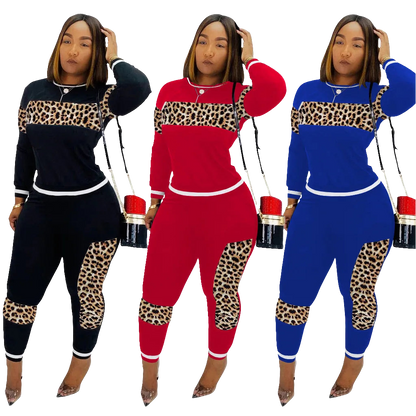 2024 Leopard Camouflage Two Pieces Set Women's Sports Suit Long Sleeve Sweatshirt And Sweatpants Casual Tracksuit  deriluja