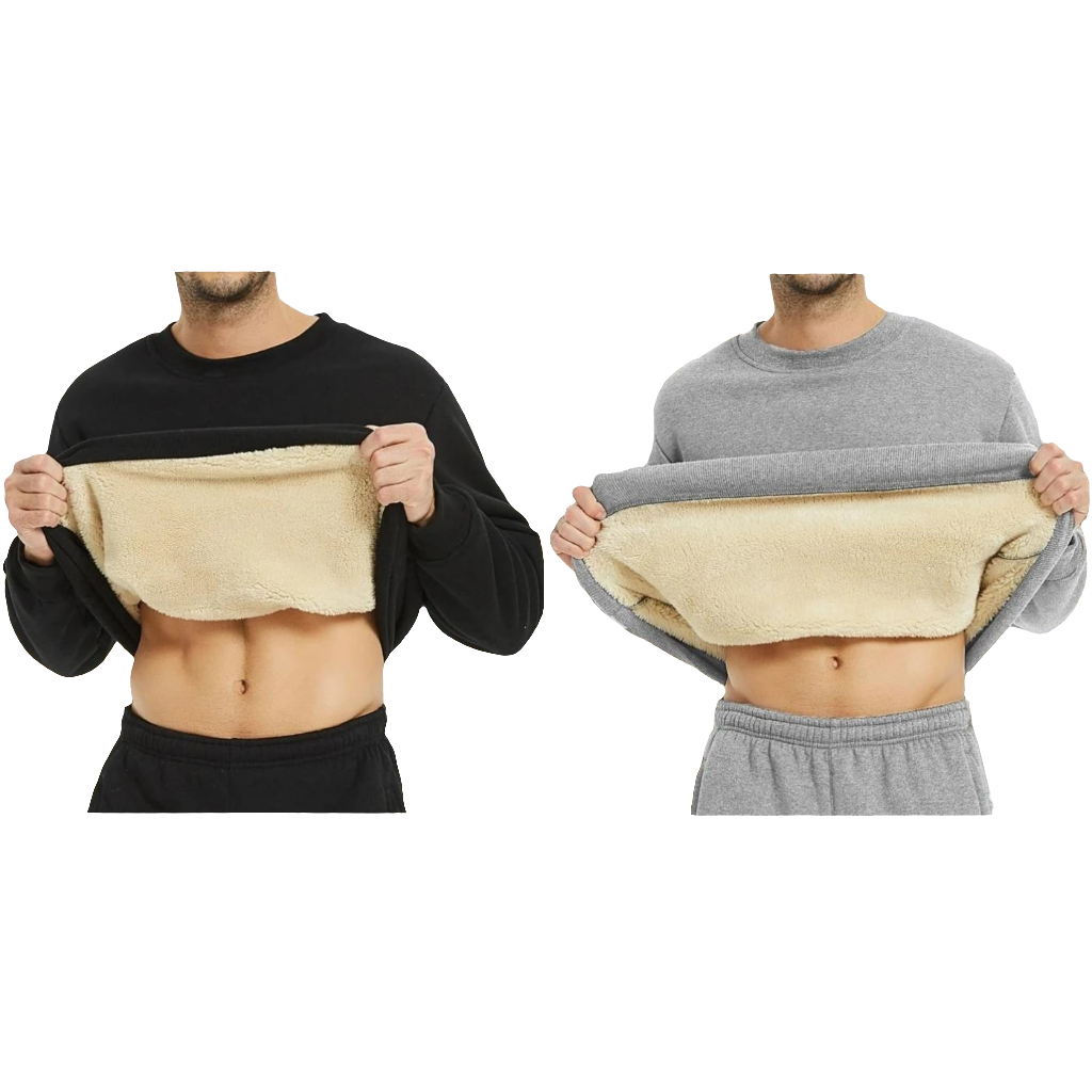 Casual Men's Fleece Lined Thick Warm Thermal Underwear Tops Basic T-shirts Streetwear Crew Neck Pullover Tees T Shirt Clothing J17