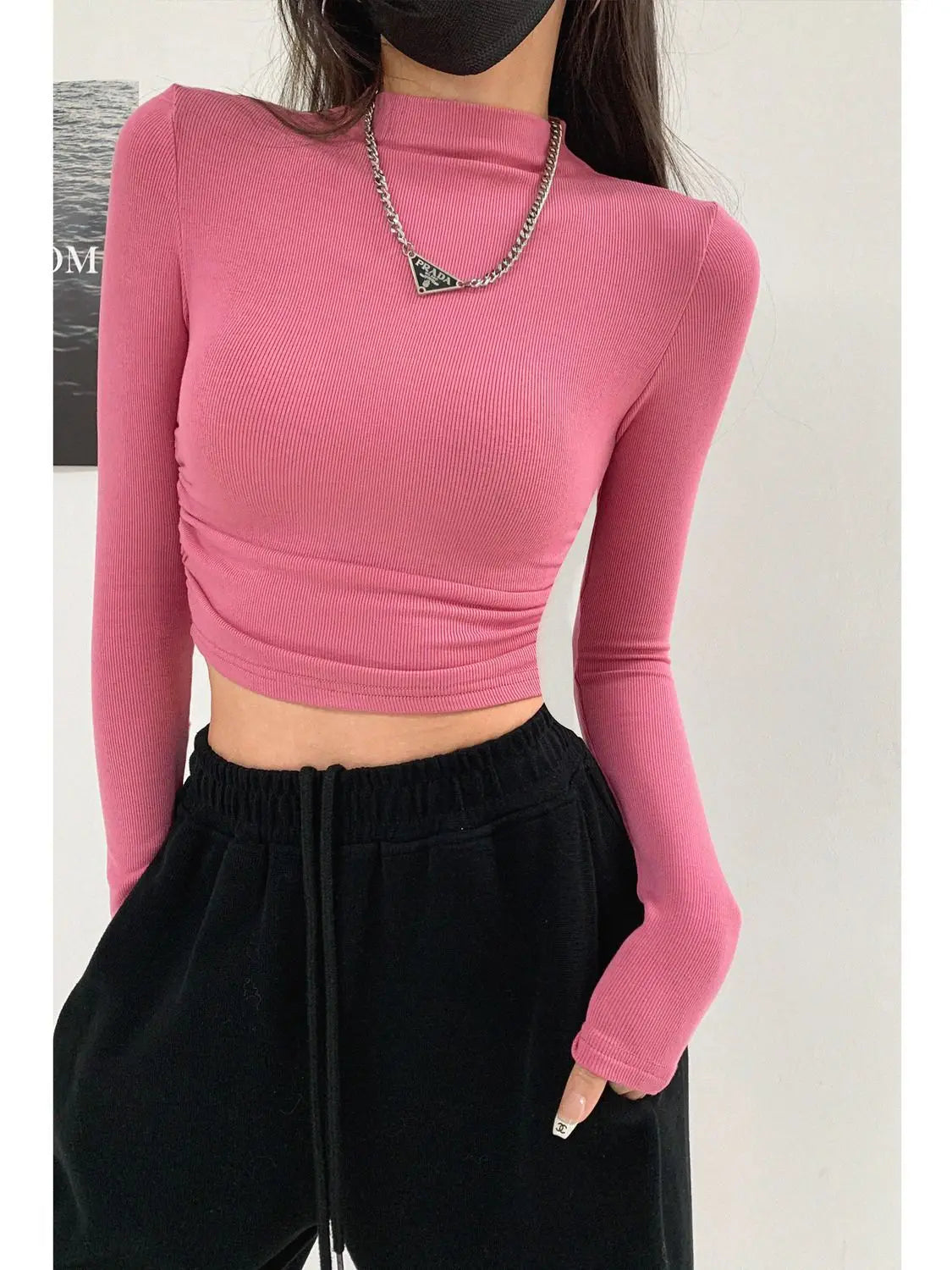 Autumn Winter New Crop Top Tee Shirt Femme Fashion Gs