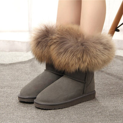 Women's Fox Fur Snow Boots kay