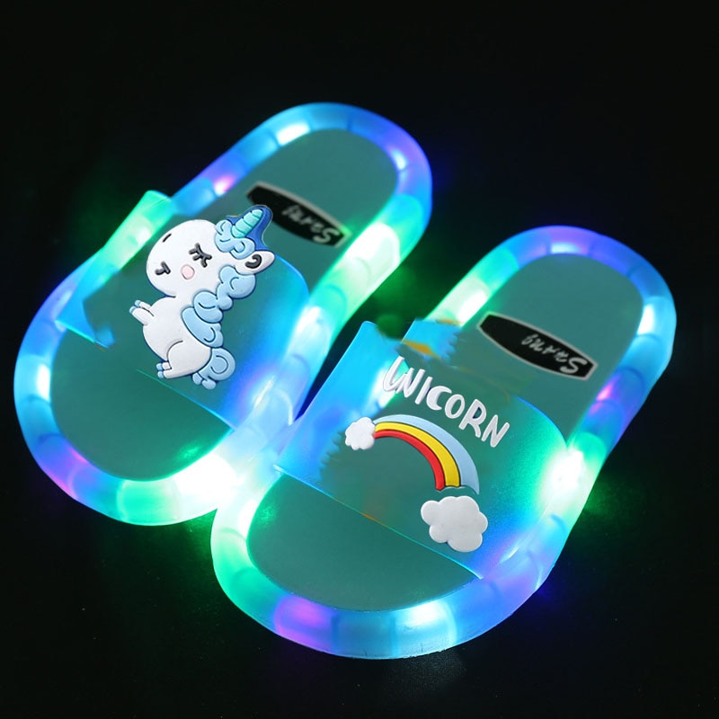 Children‘s Cartoon Animals Prints Lighted Slippers