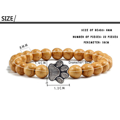 Stone Paw Print Charm Bracelet