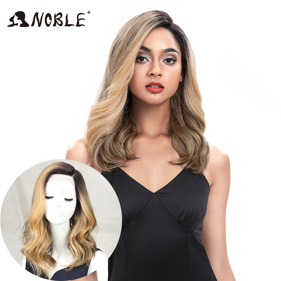 Noble Synthetic Lace Wig 20" Long Wavy lace Wig Ombre Blond Wig Cosplay Heat Resistant Wigs for Women Synthetic Lace Wig