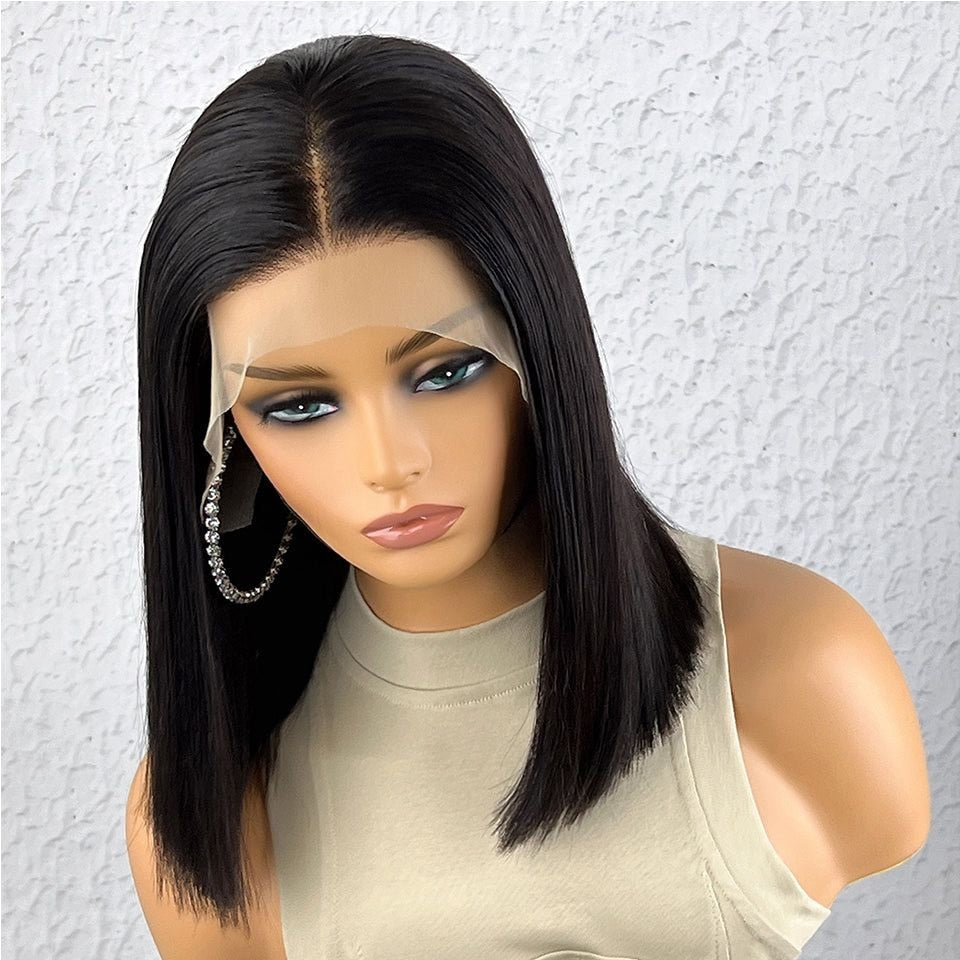 Straight Bob Lace Front Human Hair Wigs for Women Perruque Cheveux Humains Brazilian Glueless Lace Frontal Wig 250 Density 14 16