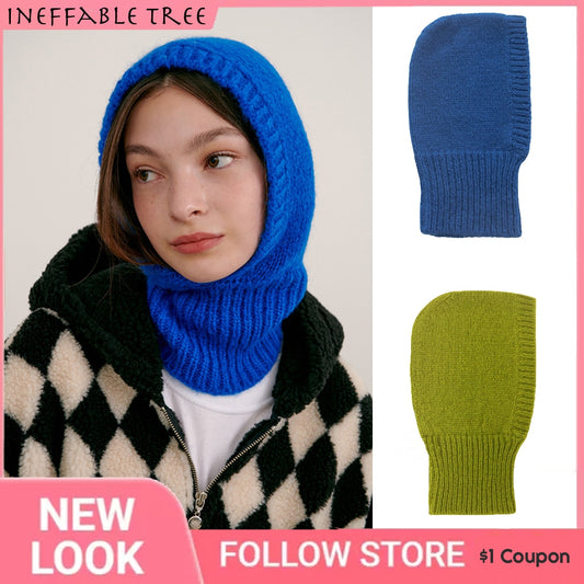 Women's Knitted Balaclava Collar Bonnet